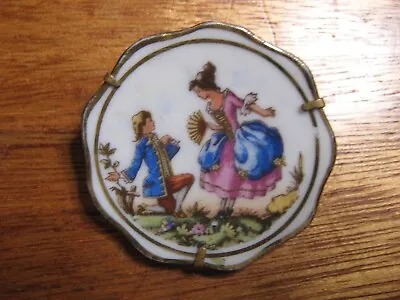 Vintage French Miniature Limoges Decorated Plate Brooch... • £7.99