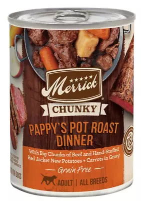 Merrick Grain Free Chunky Pappy's Pot Roast Wet Dog Food 12.7 Oz. 1 Can • $13.29