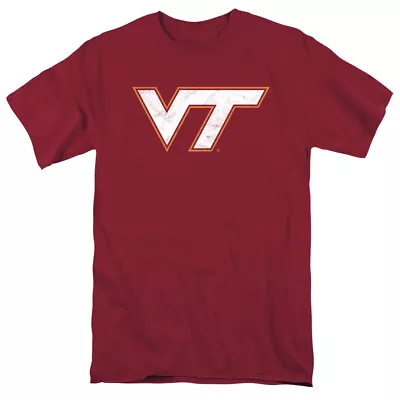 Virginia Tech Adult T-Shirt Distressed Primary Logo Garnet S-3XL • $23.99