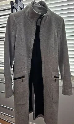 Zara Wool Gray Classic Elegant Business Winter Women Knee Coat Overcoat Black  • $23.99