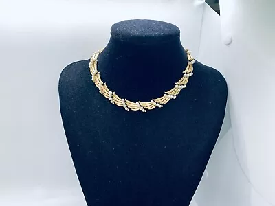 Vtg. Crown Trifari Graduated Faux Pearl Satin/brushed Gold Tone Swirled Necklace • $40