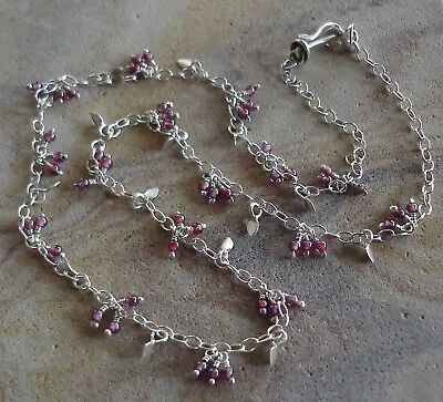 Me & Ro Sterling Silver Tiny Petal Chain With Garnet Necklace  16  $865 Retail • $549