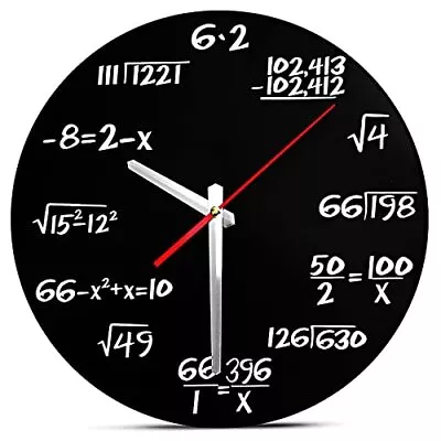 Classroom Wall Clock Math Themed Modern Creative Mathematics Wall Clock Silen... • $24.97