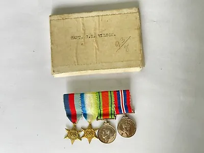 World War 11 Collection Of Four Miniature Medals With Named Box • £55