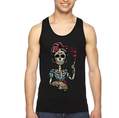 XtraFly Apparel Men's Frida Kahlo Skeleton Paint Sugar Skull Day Dead Tanktop • $16.49