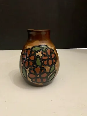 Vintage Art Pottery Vase Flower Pattern Artist Signed Made In Peru • $15