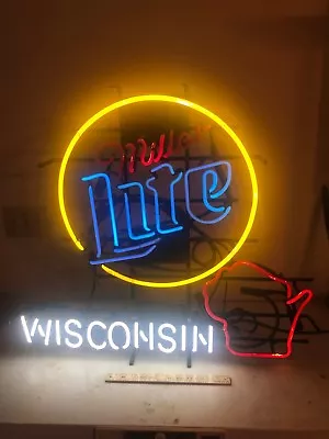 Rare Htf Vintage Miller Lite Wisconsin Beer Neon Sign • $324.99