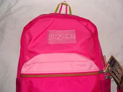 Nwt Jansport Superbreak Backpack Pink Color Block~rare Color~free Us Shipping • £56.99