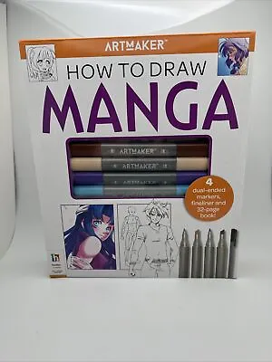 ArtMaker HOW TO DRAW MANGA: 4 Dual-Ended Manga Markers Fineliner 32 Page GR8 • $9.74