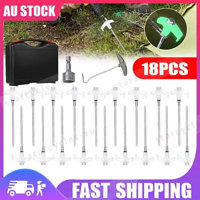 21x Heavy Duty Steel Screw / Drill Camping Tent Pegs With Glow In The Dark Head • $15.66