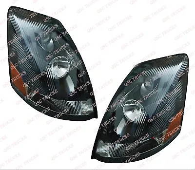 QSC Black Headlights Headlamps Assembly Left & Right Pair For Volvo VNL 04-17 • $358.25