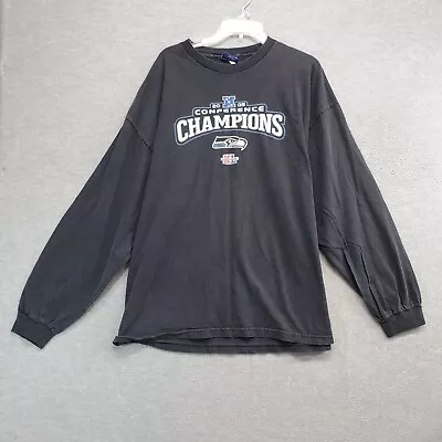 VINTAGE Seattle Seahawks Men T-Shirt 2XL Black 2005 Conference Champion Reebok • $75.01