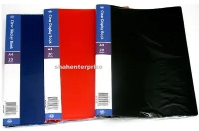 A4 Display Book 20 Pockets 40 View Colour File Cover Presentation Folder • £2.99