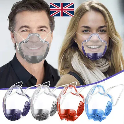 Transparent Protective Mouth Cover Face Mask Shield Anti-fog Reusable Washable • £4.99