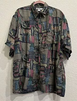 Vintage JAB Geometric 100% Silk Men’s Shirt Size XL • $24.99