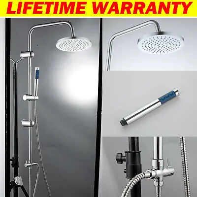 Shower Kit Twin Round Head Mixer Shower Heads Rail Hose Riser Round Bathroom Set • £27.10