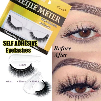 £3.35 • Buy Reusable False Eyelashes Mink Hair No Glue Required Self-adhesive Eye Lashes ^