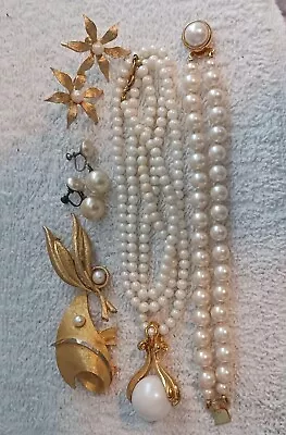 Vtg Estate Lot Of Faux Pearl Assortment Collection Avon BSK Unbranded • $3.50