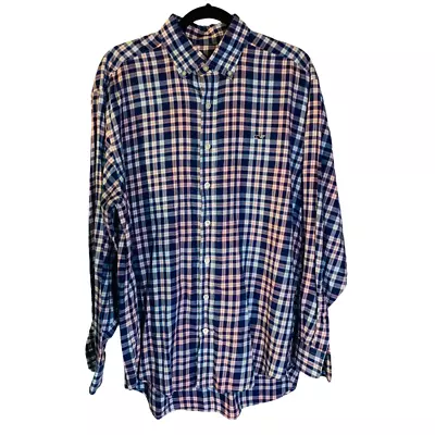 Vineyard Vines Men's Whale Shirt Size L Button Down Red White Blue Plaid Cotton • $14.99