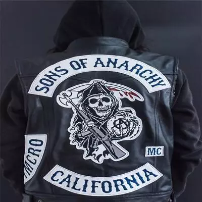 Sleeveless Sons Of Anarchy Motorcycle Biker Leather Jacket Embroidery Vest • $37.54