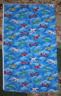 Vintage 1998 Fabric Traditions Airplane Helicopter Jet Cotton Fabric • $9.50