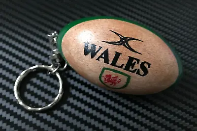 Vintage Wooden Wales Rugby Ball Figure Keyring Key Ring Bag Charm • £5.69