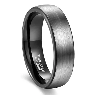 Mens 6mm Tungsten Ring Black Brushed Women Proposal Christmas Jewelry Gift • $69.59