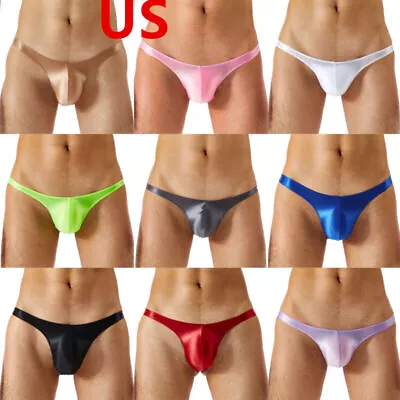 US Mens Thongs Underwear G-String T-Back Glossy Bikini Pouch Underpants Swimwear • $8.27