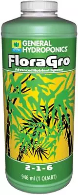 $18.99 • Buy General Hydroponics GH1422 FloraGro 2-1-6, Use With FloraMicro  FloraBloom, Pro