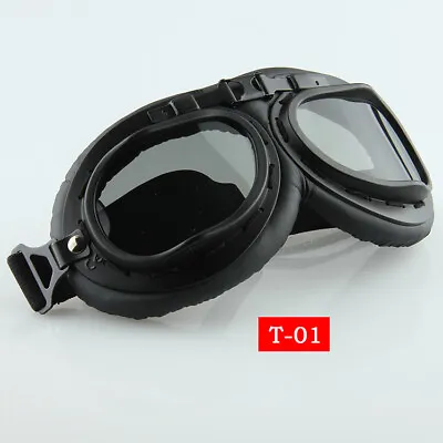 Black Motorcycle Windproof Goggles Retro Vintage Eyewear Motorbike Glasses Tan • $11.21