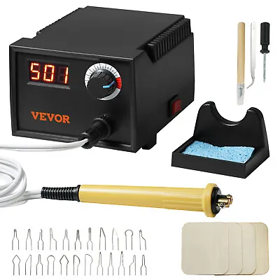 VEVOR Wood Burning Kit 200~700°C Adjustable Pyrography Pen Burner 23 Wire Nibs • $25.56