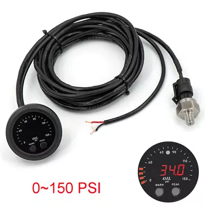 2  52mm Car Oil Pressure Gauge Meter Red Digital LED Display 0-150 PSI W/ Sensor • $68.30