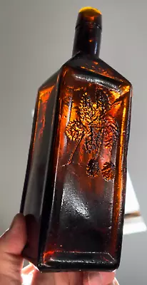 Bitters Bottle 1800s Dr Soules Hop Bitters Cabin Dark Red Amber American Made • $18