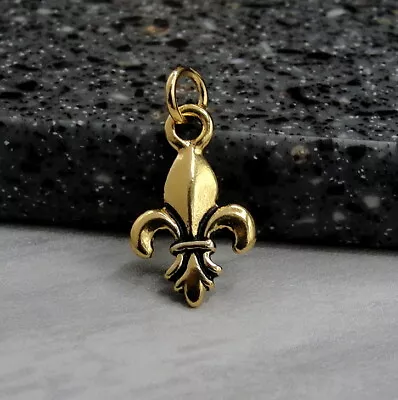 Gold Fleur De Lys Charm - New Orleans Pendant - Mardi Gras French Jewelry NEW • $8.95