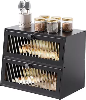 Bread Boxes Kitchen Counter Airtight Bread Storage Bread Container Large Wooden • $39.89