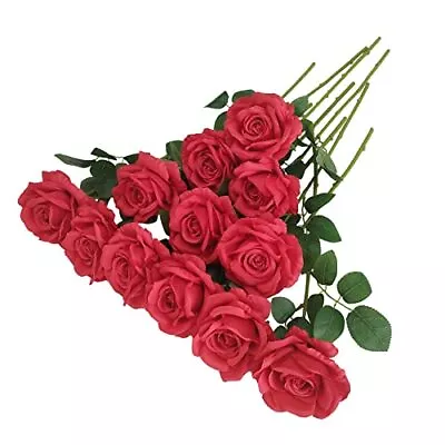 Red Roses Artificial Flowers12 Pcs Red Flowers ArtificialFake Red Roses Red A... • $22.56