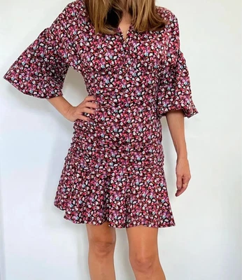 $100 • Buy SCANLAN THEODORE Floral Coupe Sleeve DRESS SIZE 10