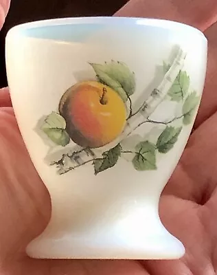 EGG CUP ARCOPAL FRANCE MILK GLASS APPLE FRUIT - Collectible!! • $6