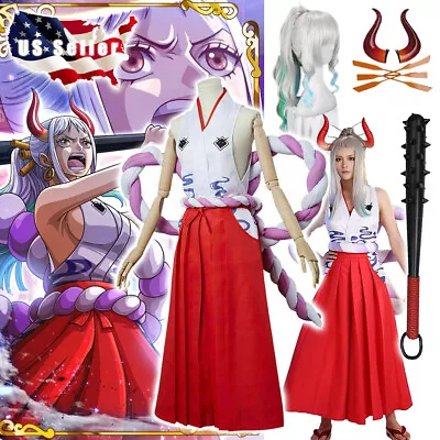 One Piece Yamato Anime Manga Cosplay Halloween Costume Wig Horn Club Outfit Set • $139.99