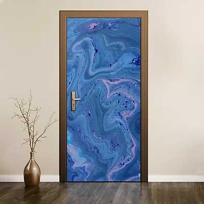 £43.95 • Buy Removable Door Sticker Mural Decal Wrap Painting Abstract Blue Picture