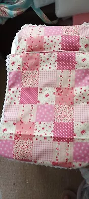 Handmade Cotton Patchwork Print Dolls Cot Quilt Set • £7