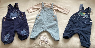 £6 • Buy Dungaree Baby Boy Bundle- Next, Blue Zoo George Digger Dinosaur 0-3 Months❤️