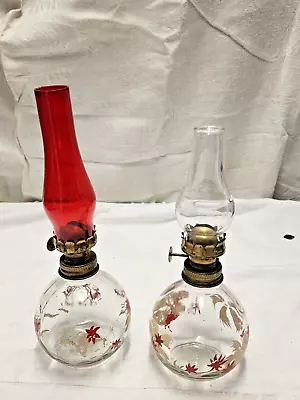 2 - VTG Small Glass Oil Lamps (1142) • $12.99