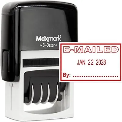 Office Date Stamp With E-MAILED Self Inking Date Stamp - RED Ink • $36.49
