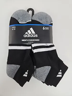 Adidas Men's 6-Pair Cushioned Low Cut Socks   Black/Gray/White New! • $19.95