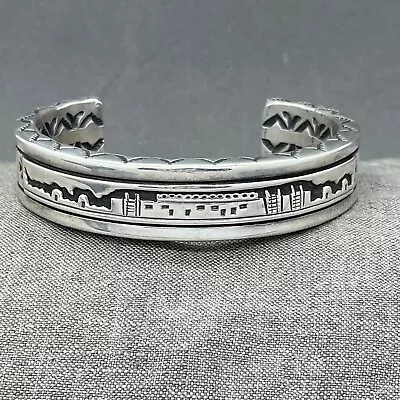 Navajo Leonard & Marian Nez Sterling Silver Cuff Bracelet Story Cuff 115g • $998.50