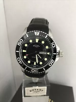 £79.99 • Buy Rotary Mens Chronospeed Military Style Diver Black Leather Strap WatchGB03425/04