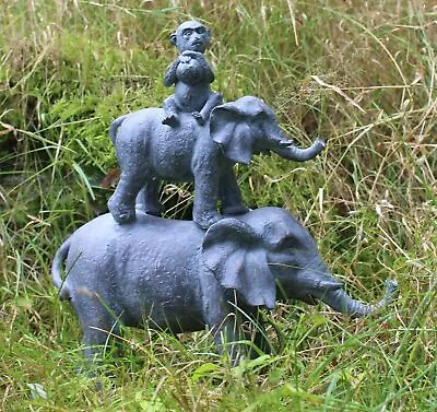 £15.25 • Buy Garden Ornament Elephant Monkey Dumbo Animal Outdoor Sculpture Statue Feng Sui