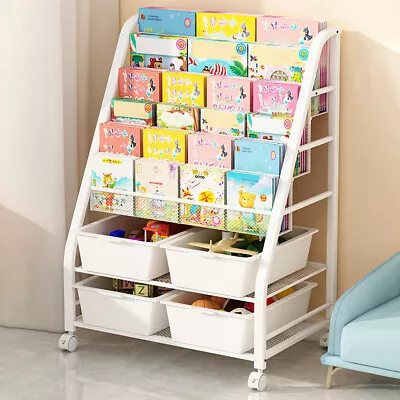 Children Kids Book Shelf Mesh Sling Storage Rack Organizer Bookcase Bookshelf • £45.95