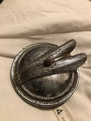 Vintage Chrome Auto Petro Gas Cap Hot Rod Car Gas Cap  2 Feathers  Chrome • $75